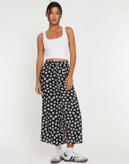 Magata Midi Skirt in Jersey Plise Black