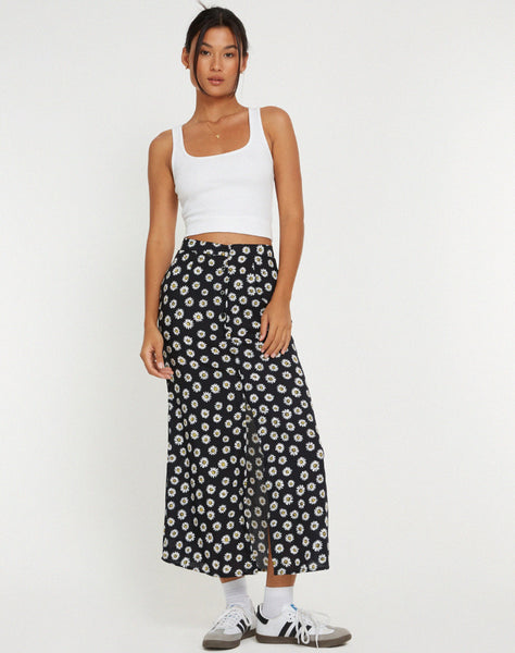 Image of Rima Midi Skirt in Grunge Daisy Black