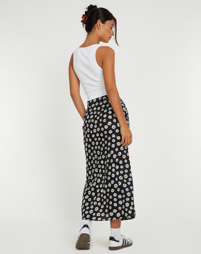 Image of Rima Midi Skirt in Grunge Daisy Black