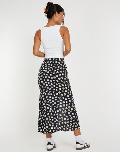 Image of Rima Midi Skirt in Grunge Daisy Black