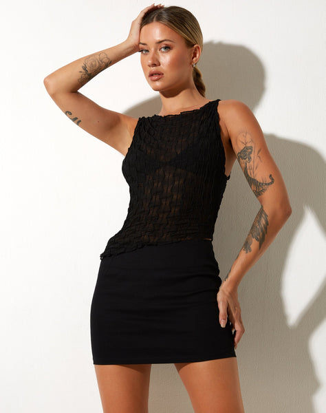 image of Rimbi Vest Top in Stripe Mesh Black