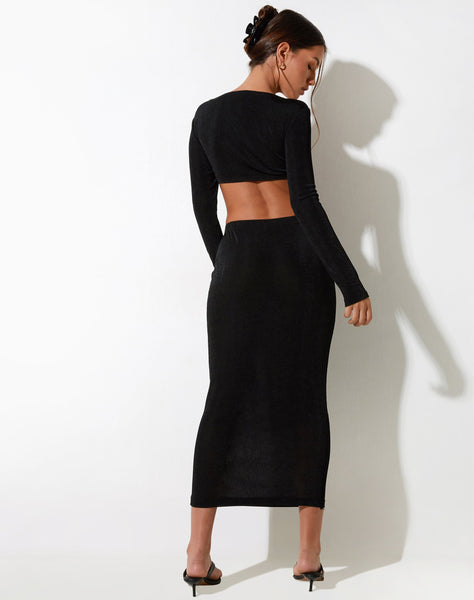 IMAGE OF Rindang Midi Skirt in Crepe Black