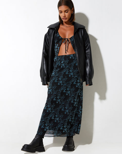 image of Rindu Midi Skirt in Butterfly Vine Flock Blue