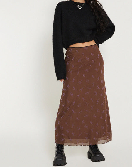 Utari Midi Skirt in PU Brown