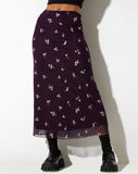 image of Rindu Maxi Skirt in Plum Daisy Embro