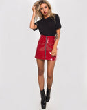 Ring Mini Skirt in Pu Shiny Wine