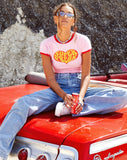 Image of Ringer Tee in Peony Bind Racing Red Super Freak