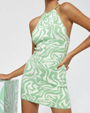 Image of Motel X Barbara Kristoffersen Riri Mini Dress in Knit Jagged Swirl Peppermint and Cream