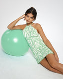 Image of Motel X Barbara Kristoffersen Riri Mini Dress in Knit Jagged Swirl Peppermint and Cream