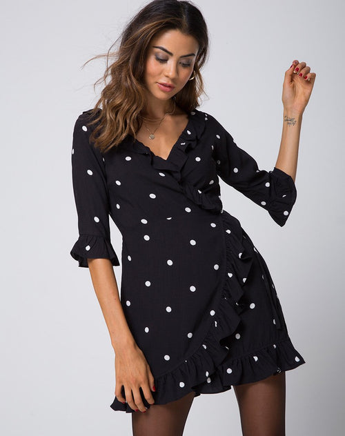 Riser Dress in Polkadot Black and White