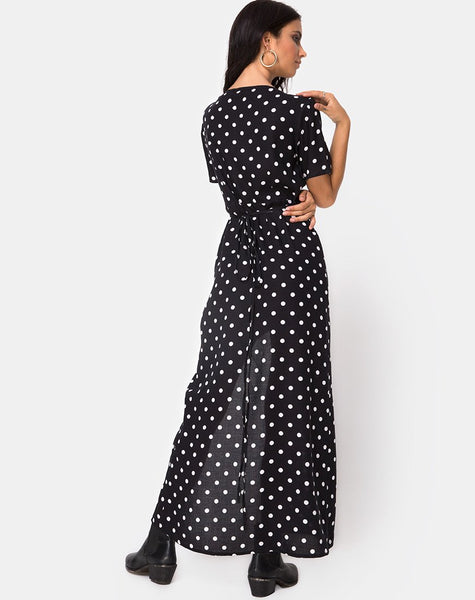 Riva Dress in Medium Polka B/W