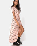 Riva Dress in New Polka Nude Black