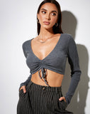 Rivelo Long Sleeve Top in Rib Dark Grey