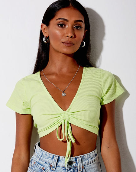 Tiner Crop Top in Rib Olive