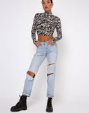 Quelia Crop Top in 90's Zebra