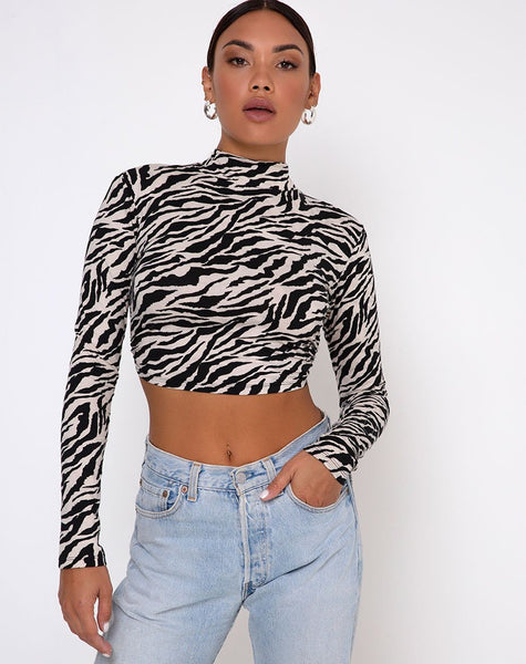 Quelia Crop Top in 90's Zebra