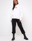 Oversize Hoody in White Angel Embro