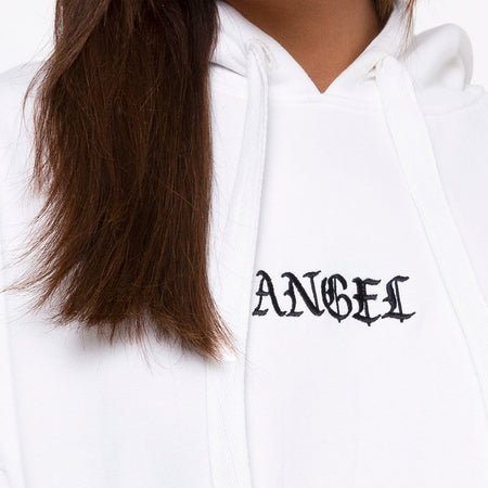 Oversize Hoody in White Angel Embro