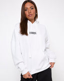 Oversize Hoody in White Angel Embro