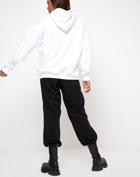 Oversize Hoody in White Angel Embro