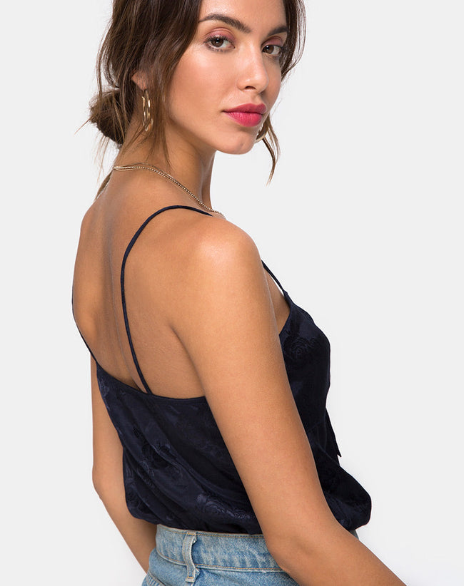 Image of Rodice Bodice in Satin Rose Navy