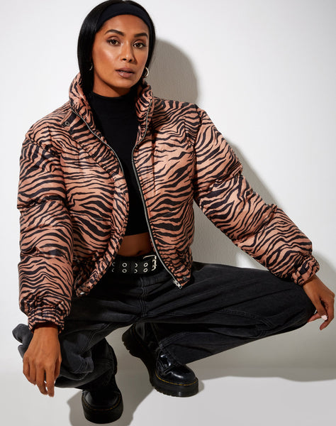 Image of Rohos Puffer Jacket in Zebra Black and Brown