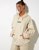 Image of Oversize Hoody in Stone with Angel Embro