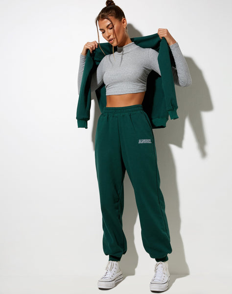 Image of Roider Jogger in Bottle Green Angel Embro in White