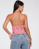 image of Roula Halter Top in Ditsy Butterfly Peach Red