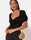 Romanza Top in Satin Cheetah Black