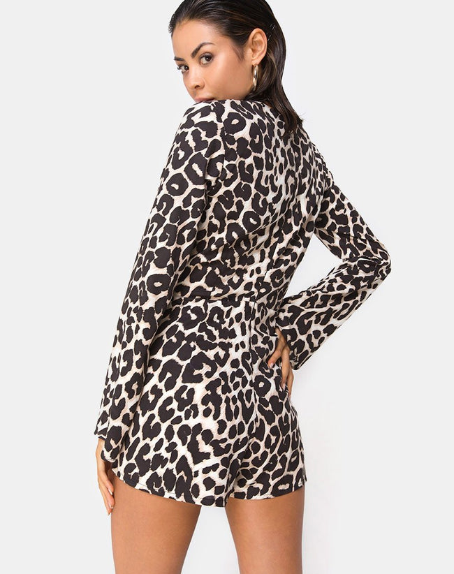 Romeo Plunge Playsuit in Oversize Jaguar