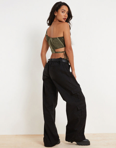 image of Romila Crop Top in Dystopian Crease Khaki