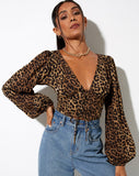 Romina Top in Night Leopard Brown