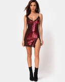 Romini Dress in Burgundy Mini Sequin with Black Lace