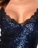 Image of Romini Dress in Midnight Mini Sequin with Black Lace