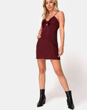 Ronina Dress in Satin Cheetah Burgundy