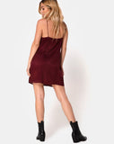 Ronina Dress in Satin Cheetah Burgundy