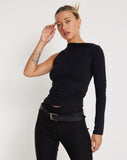 Image of Roonhi Long Sleeve One Shoulder Top in Black