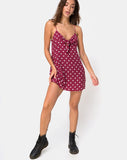 Roppan Slip Dress in Medium Polka Wine