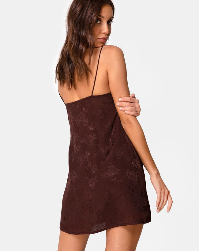 Ronina Mini Dress in Satin Rose Cocoa