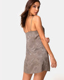 Ronina Dress in Satin Rose Silver Grey