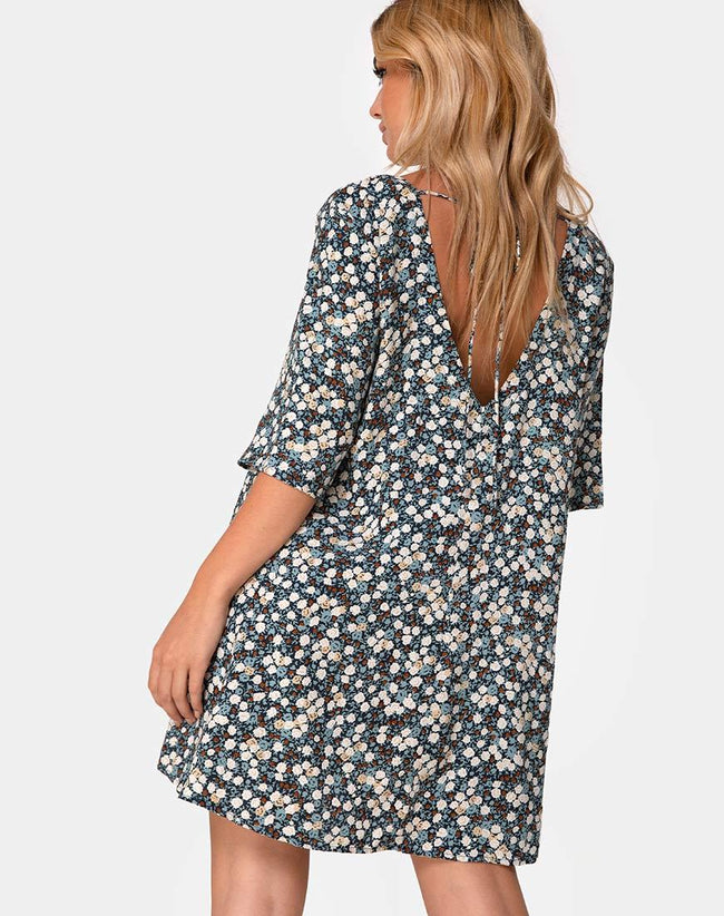 Rosella Swing Dress in Floral Field Navy