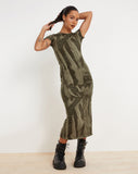 image of Rosika Midi Dress in Dystopian Crease Khaki