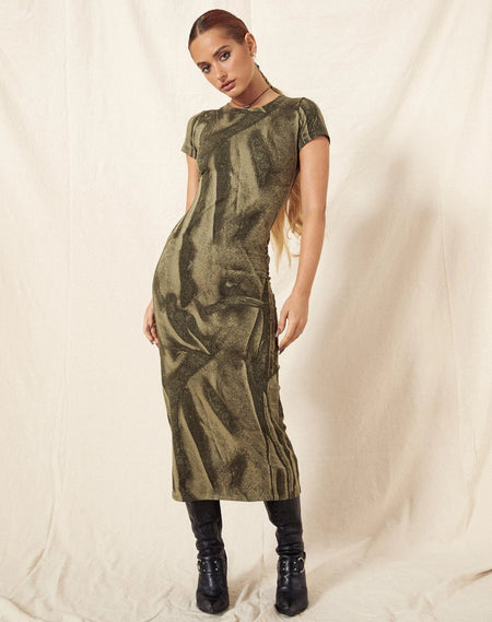 Rosika Midi Dress in Country Window Green