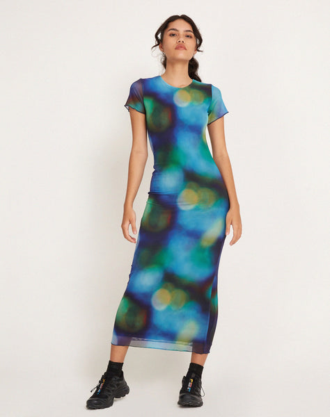 Image of Roska Midi Dress in Mesh Blur Orbs