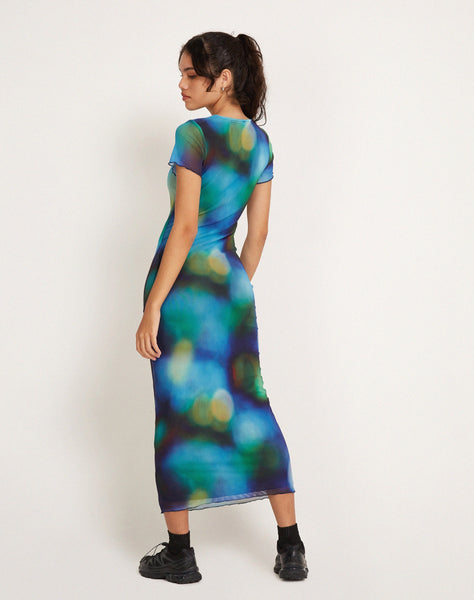 Image of Roska Midi Dress in Mesh Blur Orbs