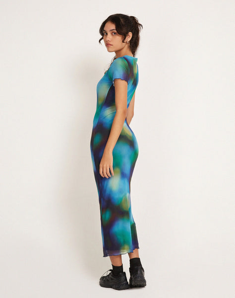 Image of Roska Midi Dress in Mesh Blur Orbs