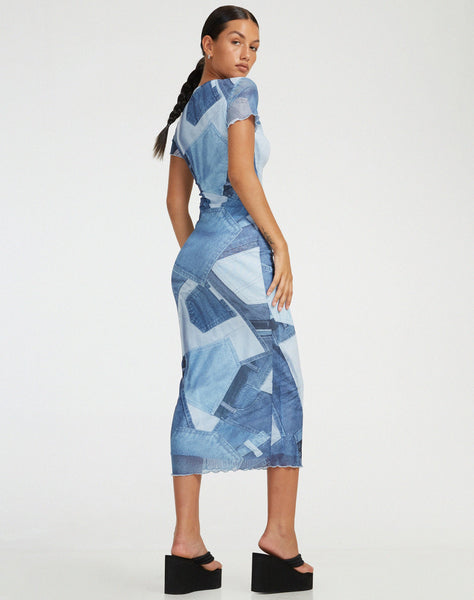 image of Roska Midi Dress in Denim Pocket