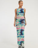 image of Roskila Maxi Dress in Multi Blur Orb Navy