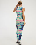 image of Roskila Maxi Dress in Multi Blur Orb Navy